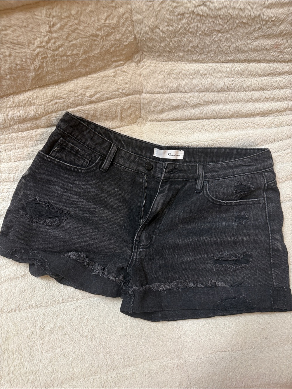 KanCan Black Distressed Denim Cutoff Shorts